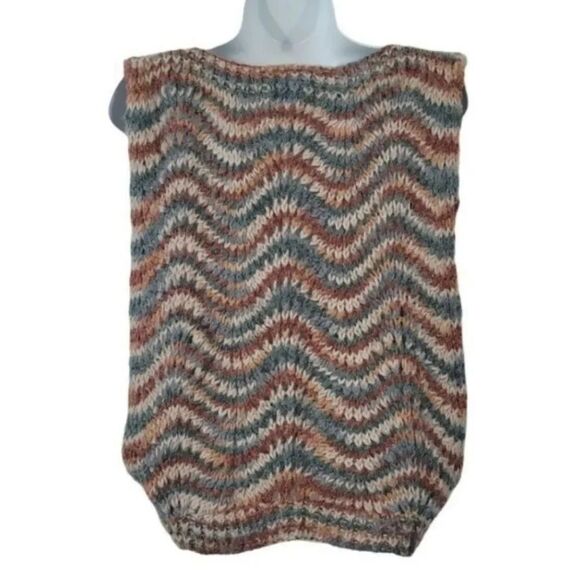 Vintage Handmade Crochet Knit Boatneck Open Side Sweater Vest Size Small - Picture 4 of 6